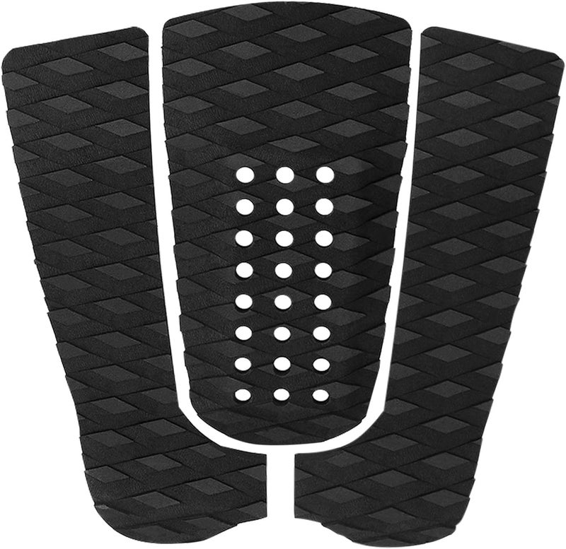 Milltrip 3Pcs Surfboard Traction Pad Set - Anti Slip Tailpad & Deck Grip for Enhanced Surfing Performance, Waterprof, EVA Material, Resistants to High Low Temp & U V Rays (Black) - Image 1
